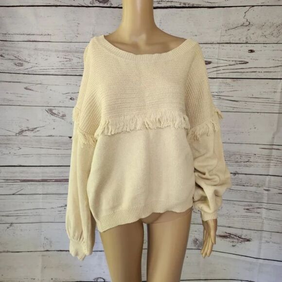 Joie Angelia Fringe Cotton Cashmere Sweater Large NWT - Picture 4 of 11